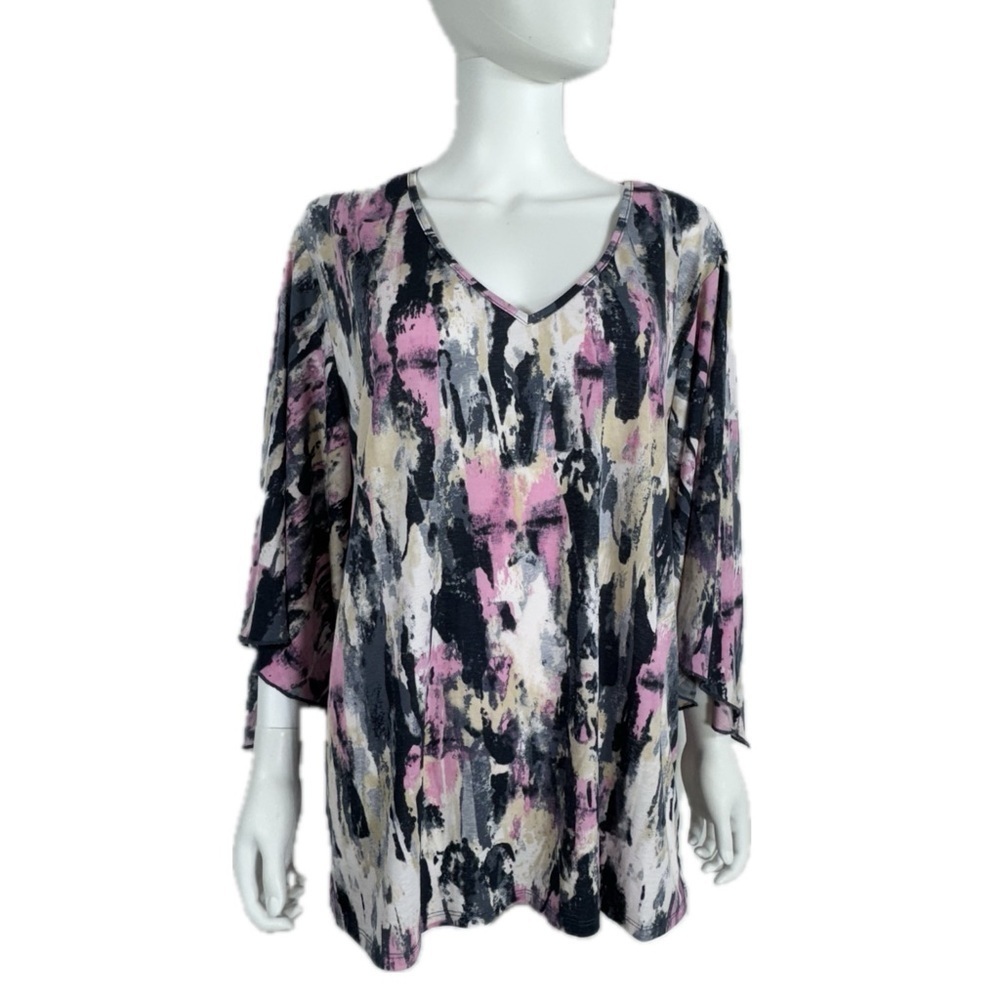 Sew in Love Oversized Angel Sleeve V-neck Blouse